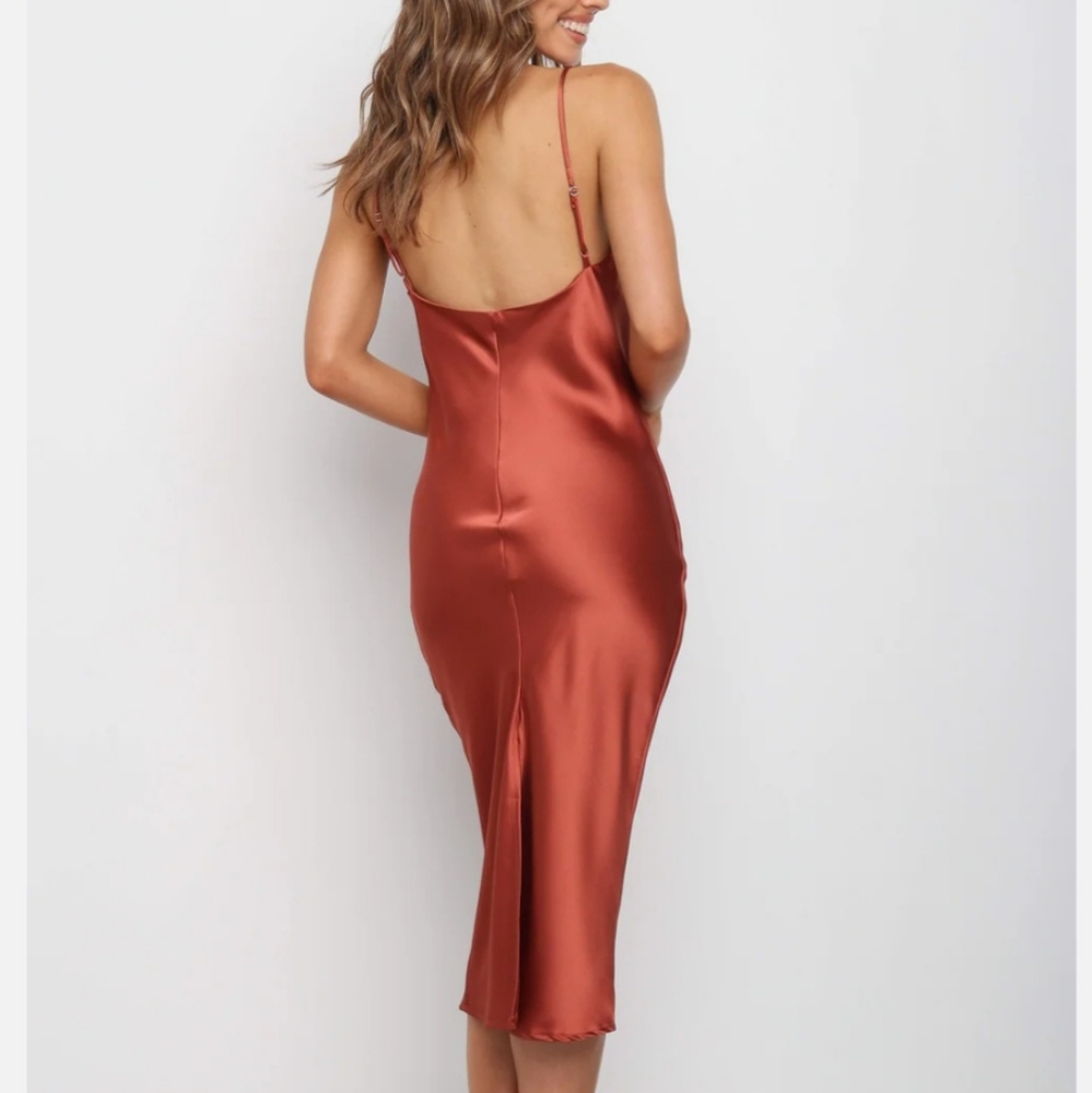 Petal + Pu Midi Slip Dress Rust Women's Size 4